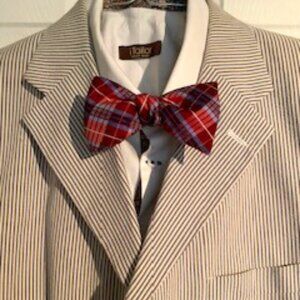 Mens Blu/Wht Seersucker Jacket